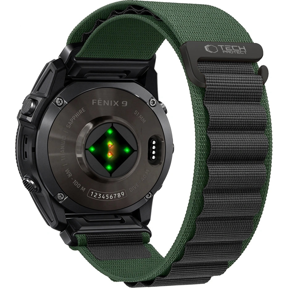 Armband für QuickFit 26 mm, Tech Protect Nylon Pro, Schwarz-Grün (2/6)