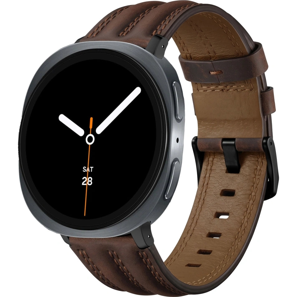 Armband für Galaxy Watch 9 44mm / 40mm / 8 44mm / 8 40mm / 8 Classic, Tech-Protect Leatherfit Craft, Braun (1/7)