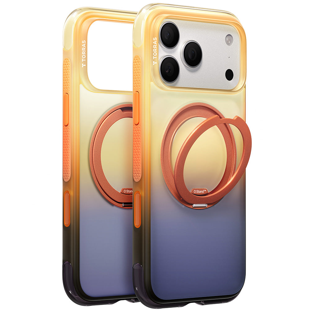 Handyhülle für iPhone 18 Pro / 17 Pro, Torras Ostand O3 Air Gradient für MagSafe, Orange-Violett (2/10)