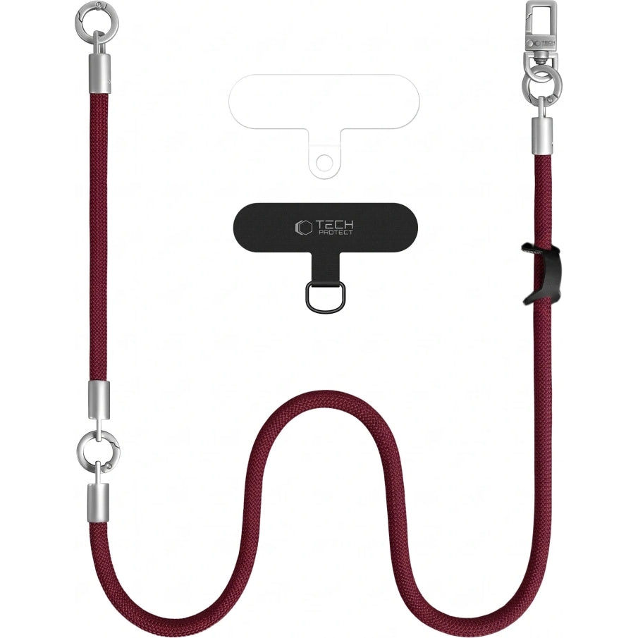 Handy-Schlüsselband für Telefon Tech-Protect C10S Rope Crossbody Wrist, Burgundy (2/10)