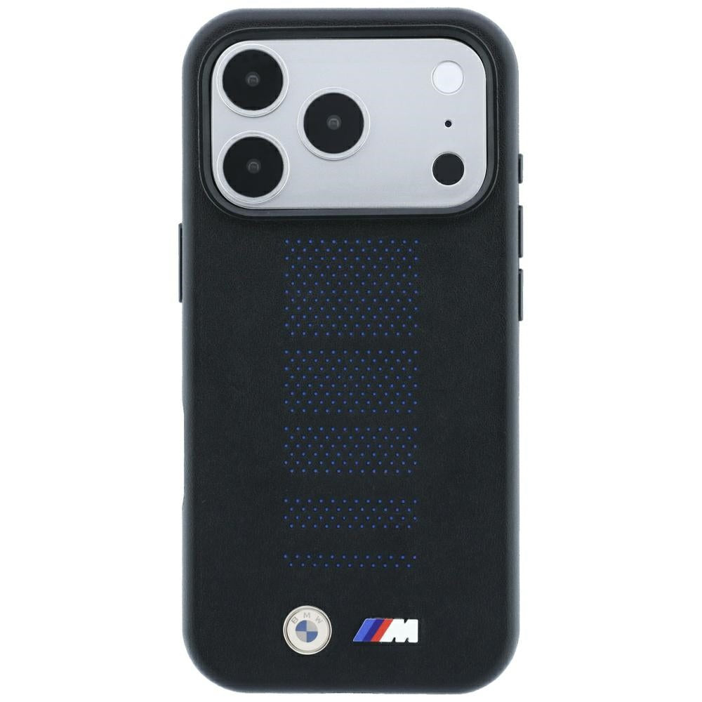 Handyhülle für iPhone 18 Pro / 17 Pro, BMW M Blue Perfo Metal Logo mit MagSafe, Schwarz (3/8)
