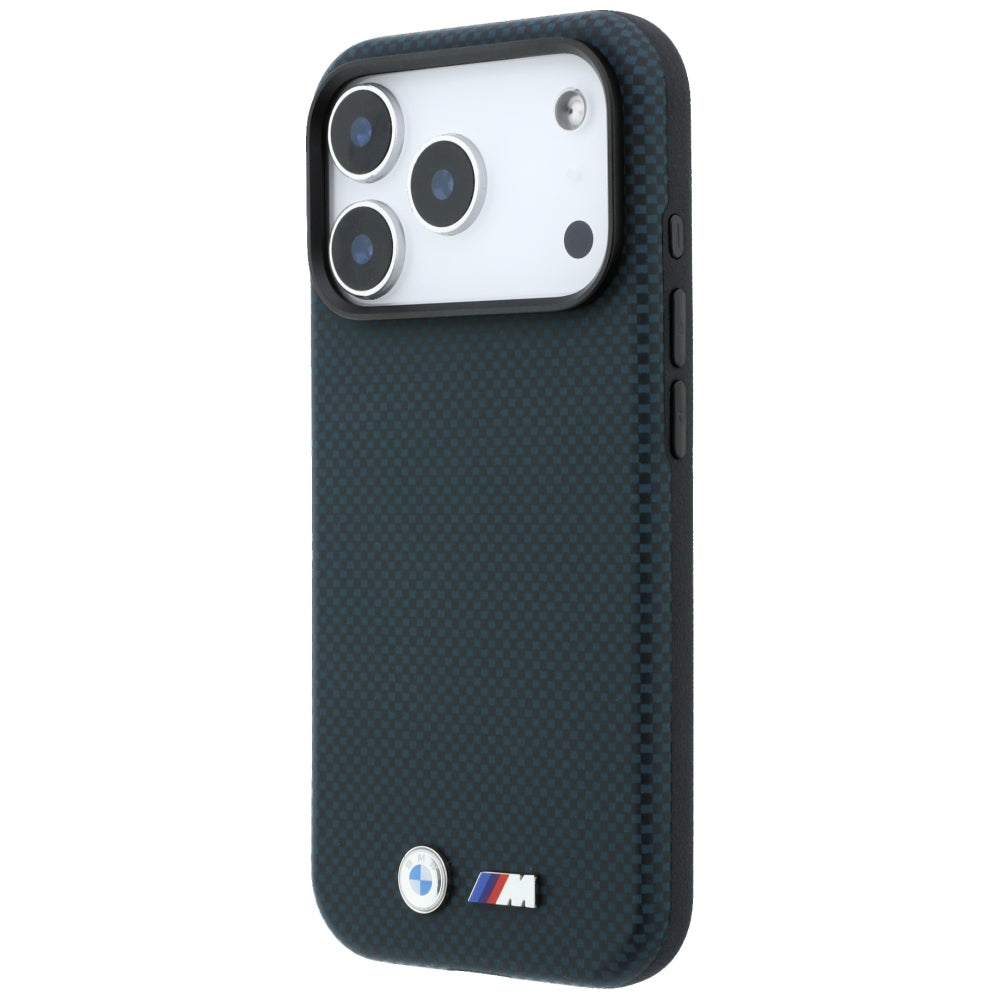 Handyhülle für iPhone 18 Pro / 17 Pro, BMW M Quadrille Kevlar Metal Logo mit MagSafe, Dunkelblau (2/8)