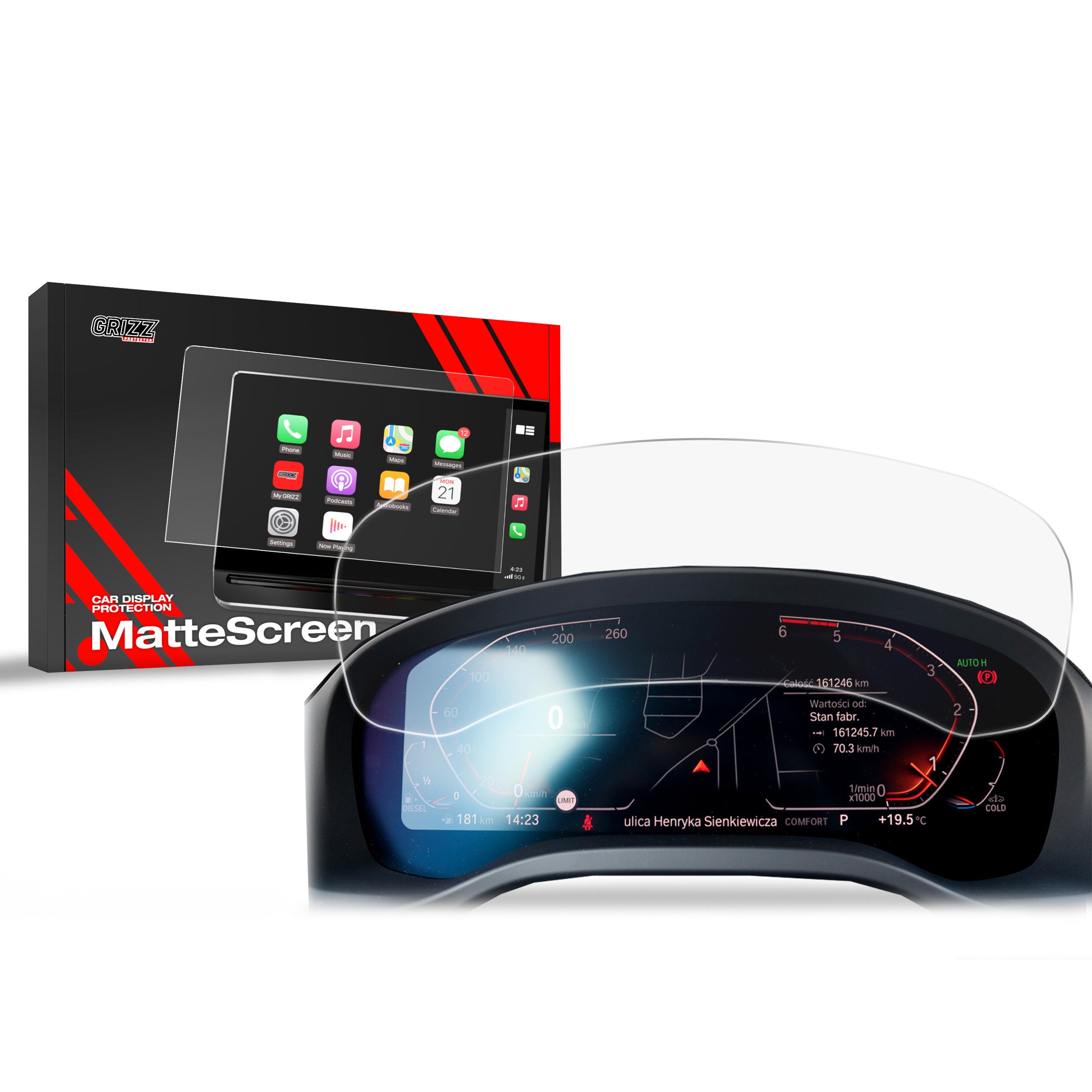 Matte Autodisplayfolie für BMW X4 G02 Live Cockpit 12,25" (2018-2025), Grizz Protector