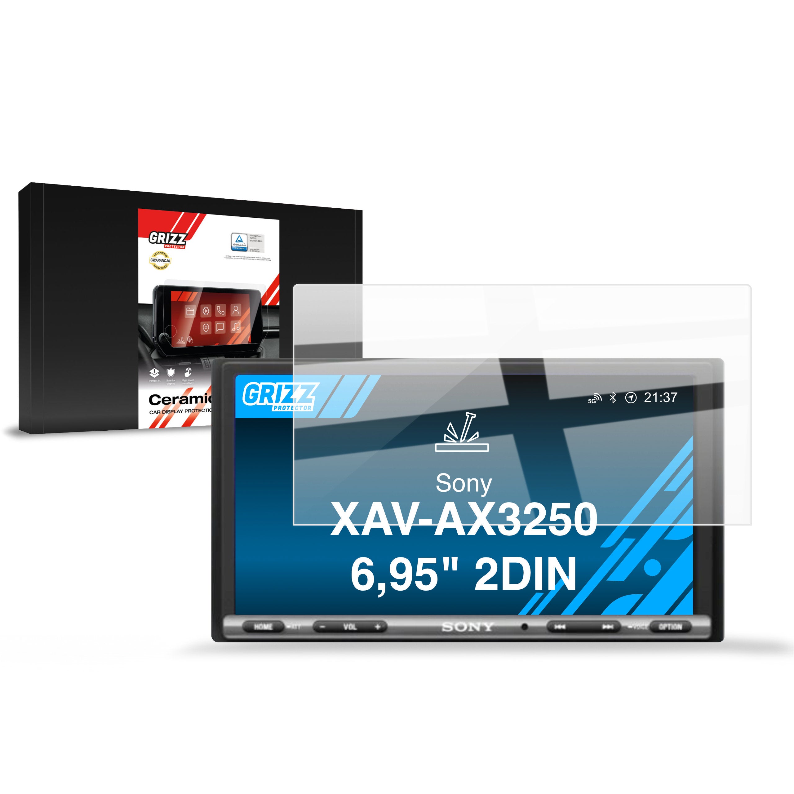 Keramische Autodisplayfolie für Sony XAV-AX3250 6,95" 2DIN, Grizz Protector
