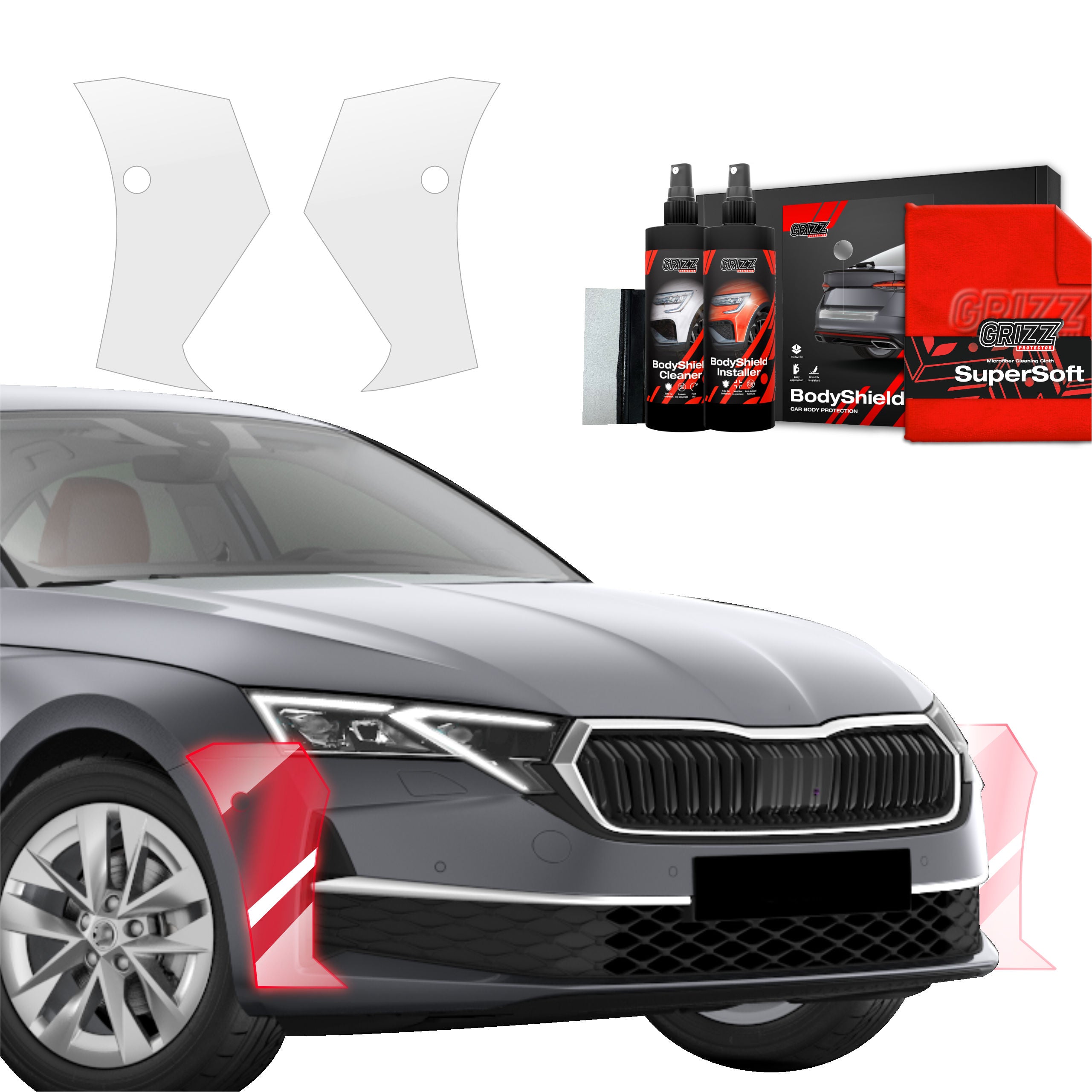 2in1 Schutzfolie Grizz Protector für Stoßstange - Skoda Octavia 4 Hatchback Facelifting (2024-2026)