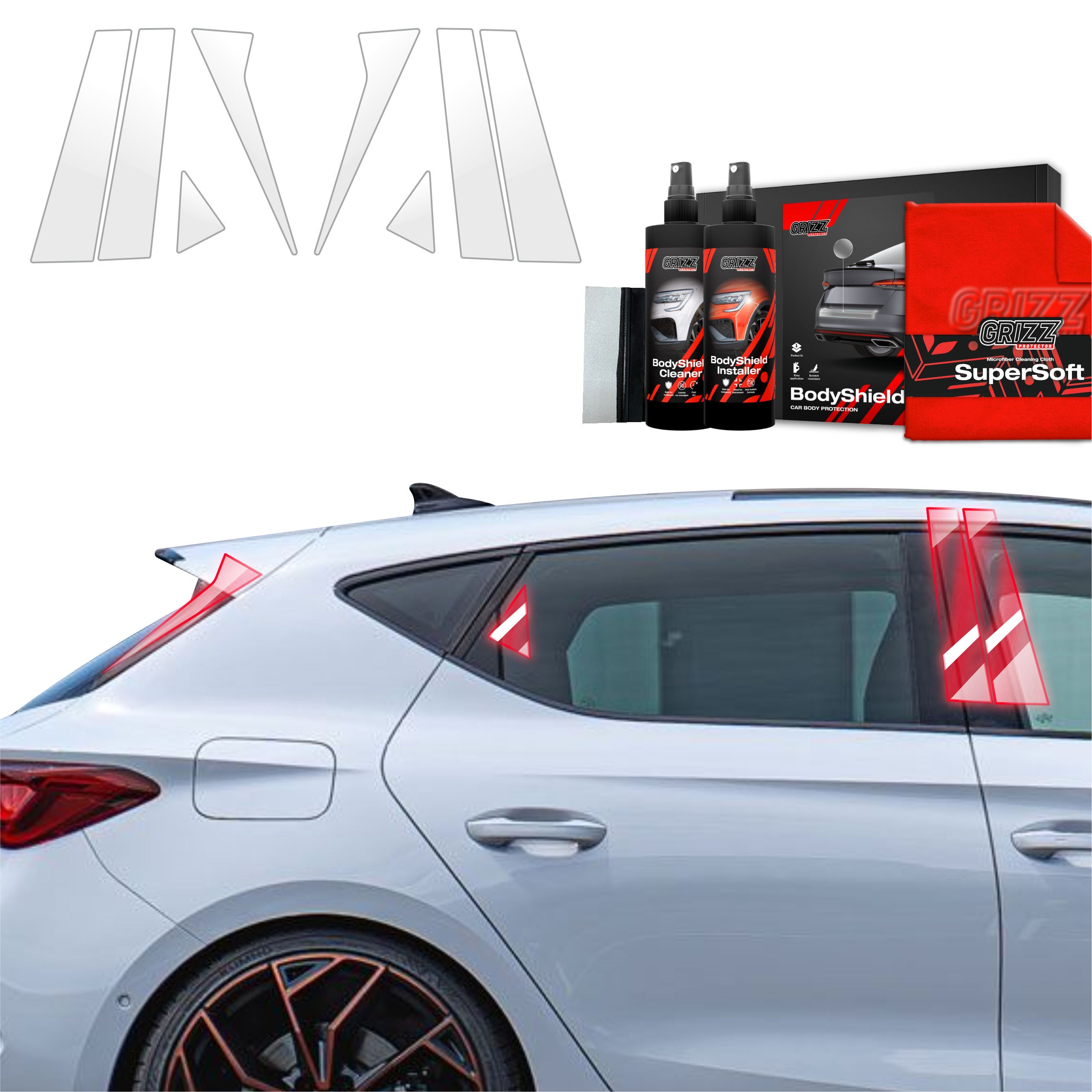 8in1 Schutzfolie Grizz Protector für B-C-Säule - Cupra Leon Sportstourer (2024-2026)