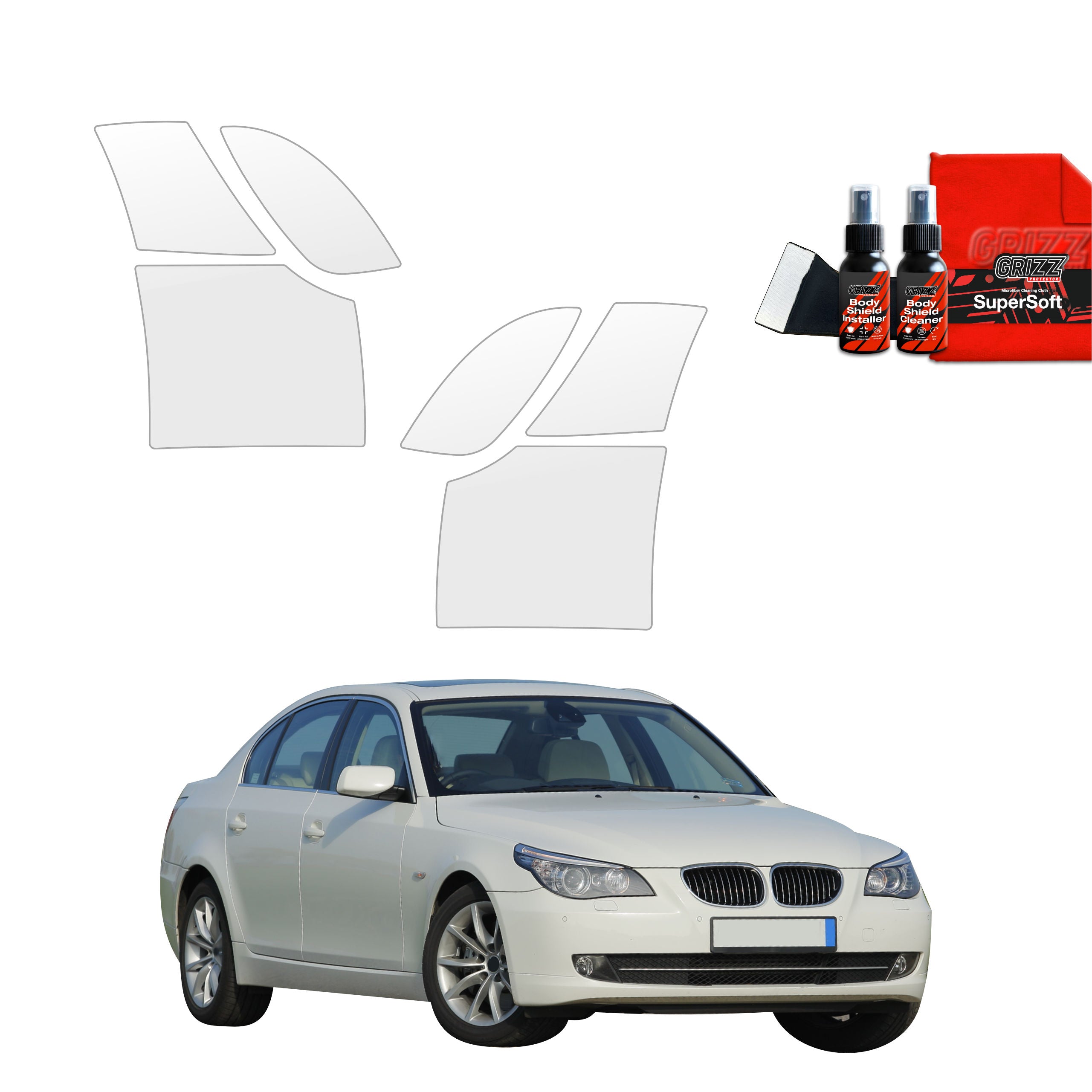 6in1 Schutzfolie Grizz Protector für hinteren & vorderen Seitenschwelle - BMW 5 E60 Sedan 4D (2007-2010)
