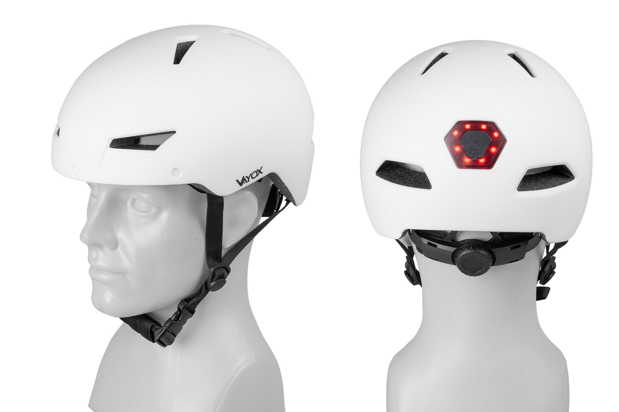 Fahrradhelm mit LED-Licht, Vayox Street VA0423WMM 55-58 cm, Weiss