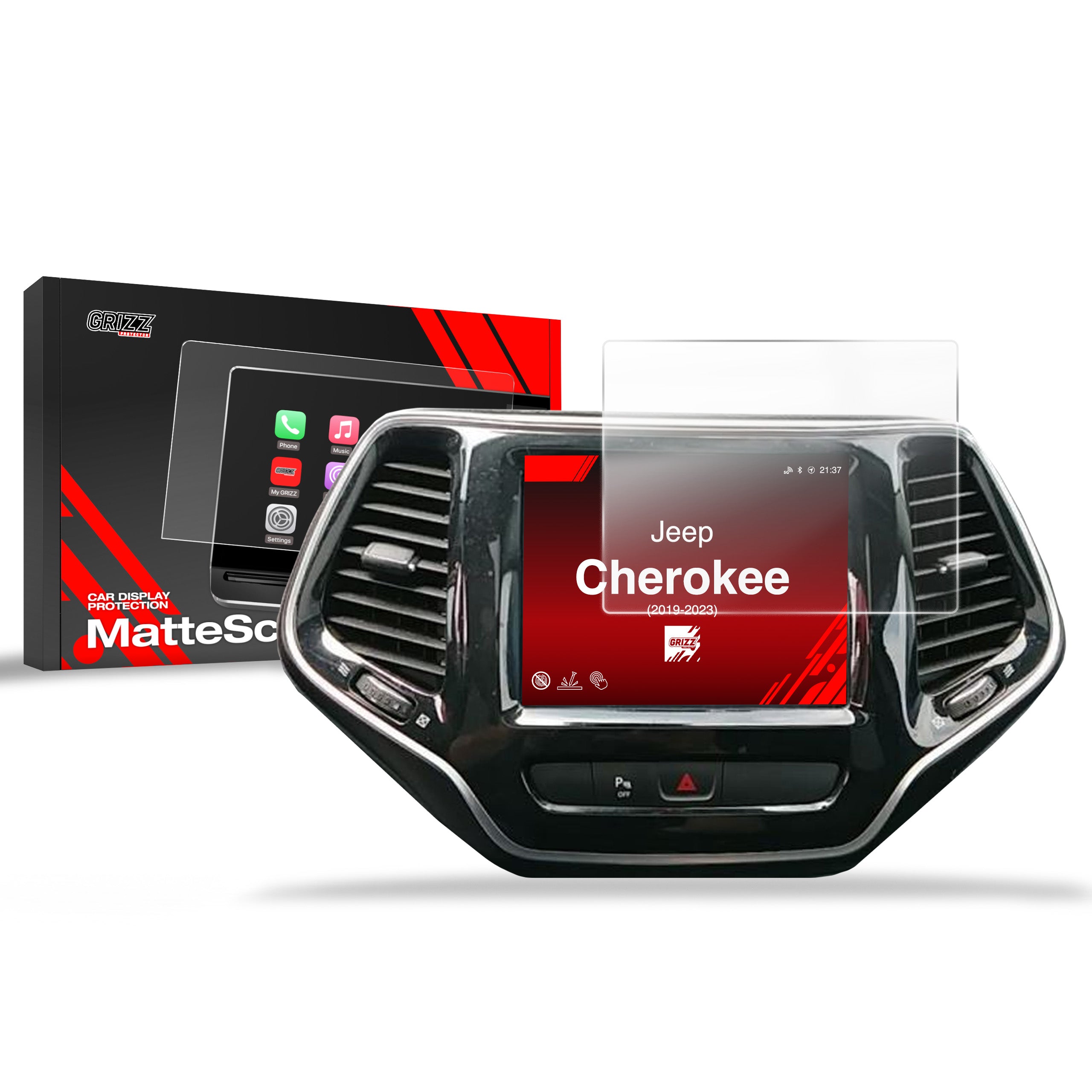 Matte Autodisplayfolie für Jeep Cherokee (2019-2023), Grizz Protector