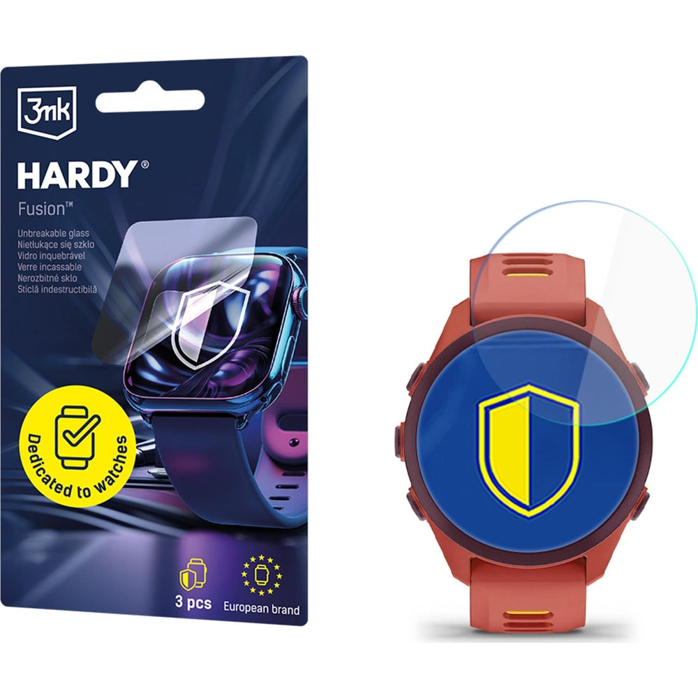 Hybridglas für Smartwatch Garmin Forerunner 70 / 170 / 170 Music, 3mk Hardy Fusion, 3 Stück