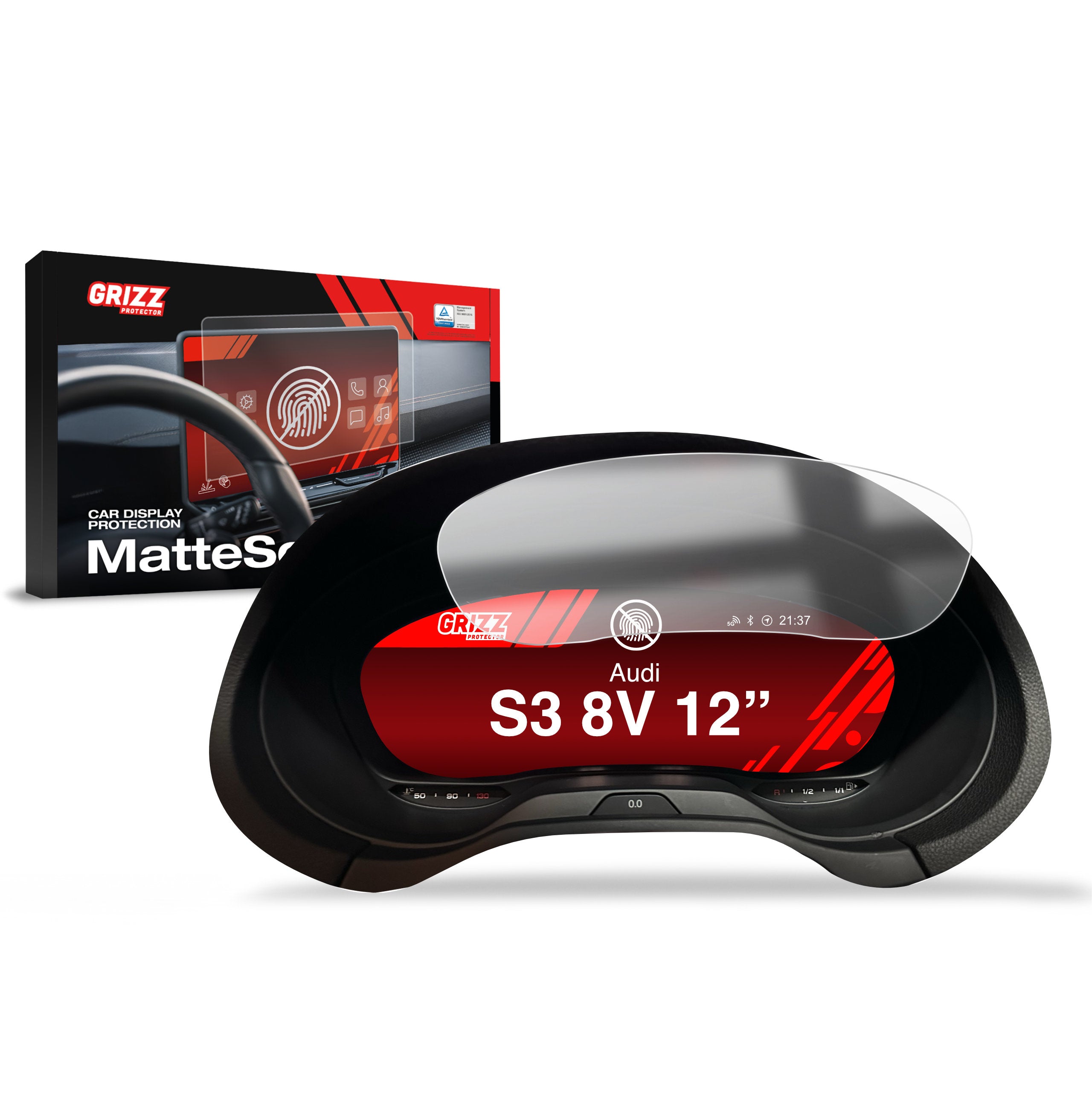 Matte Autodisplayfolie für Audi S3 8V Virtual Cockpit Retrofit 12" (2012-2019), Grizz Protector