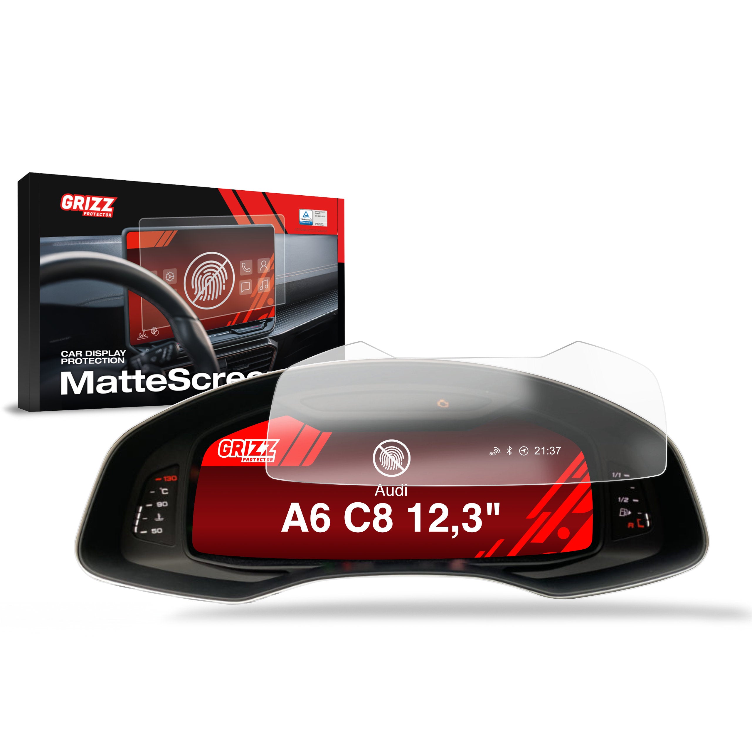 Matte Autodisplayfolie für Audi A6 C8 Virtual Cockpit 12,3" (2018-2024), Grizz Protector