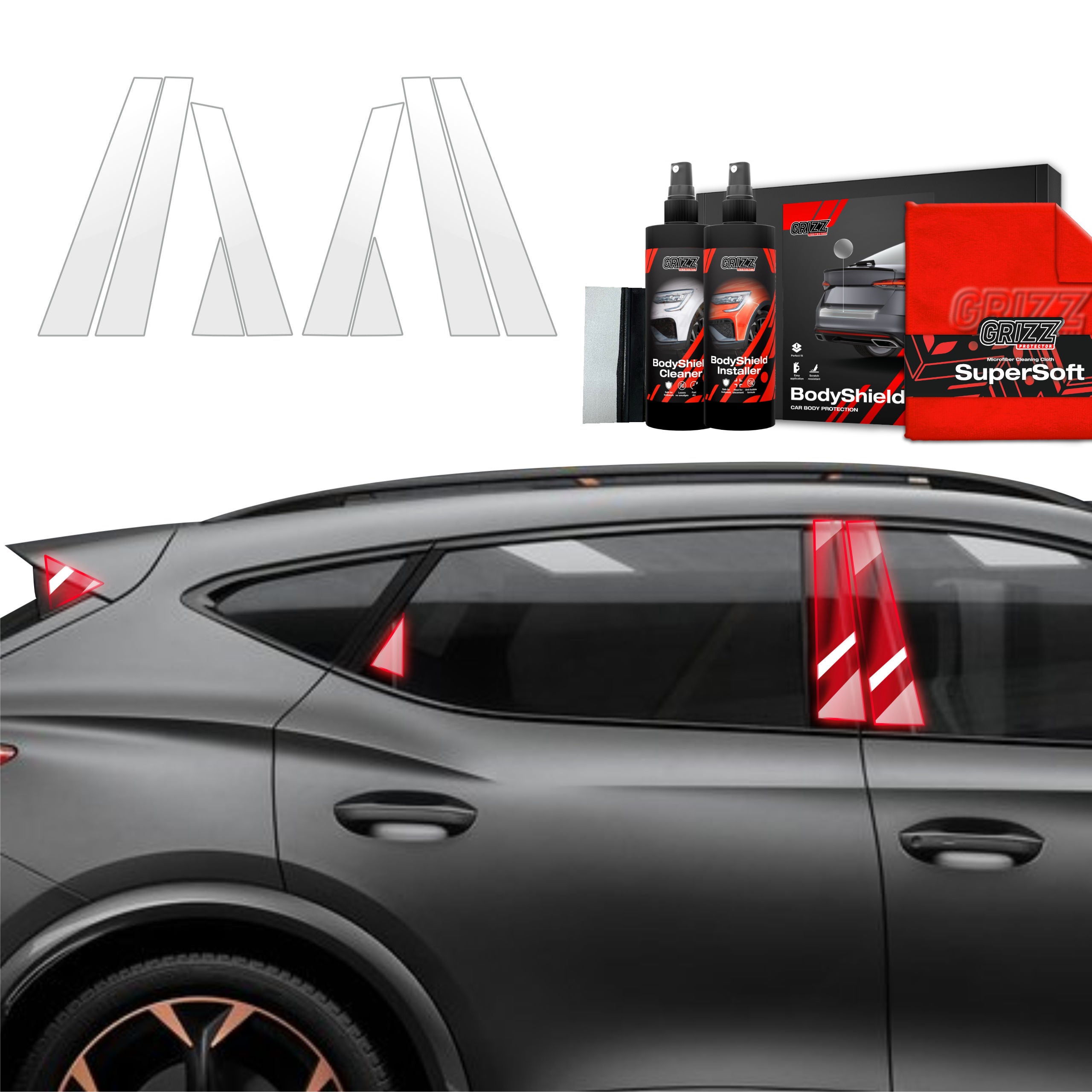 8in1 Schutzfolie Grizz Protector für B-C-Säule - Cupra Formentor (2020-2024)