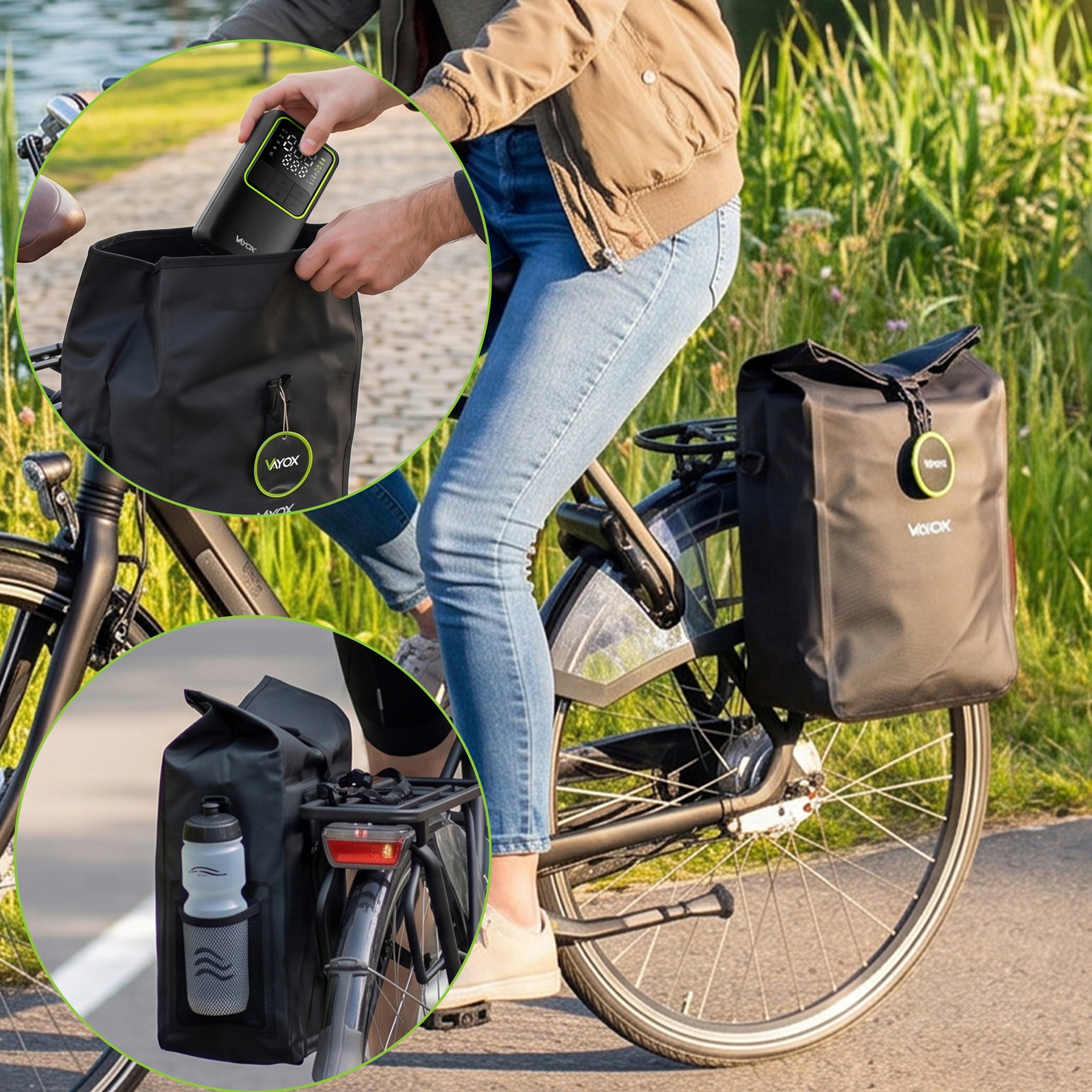 Fahrradtasche für den Gepäckträger, Vayox VA0444B 25L, Schwarz
