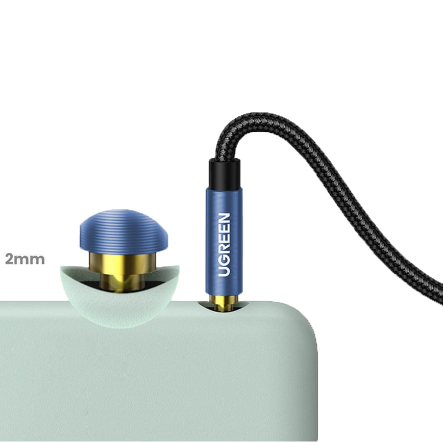 Audiokabel miniklinke 3,5 mm zu AUX, Ugreen, 1 m, Schwarz mit blauen Steckern