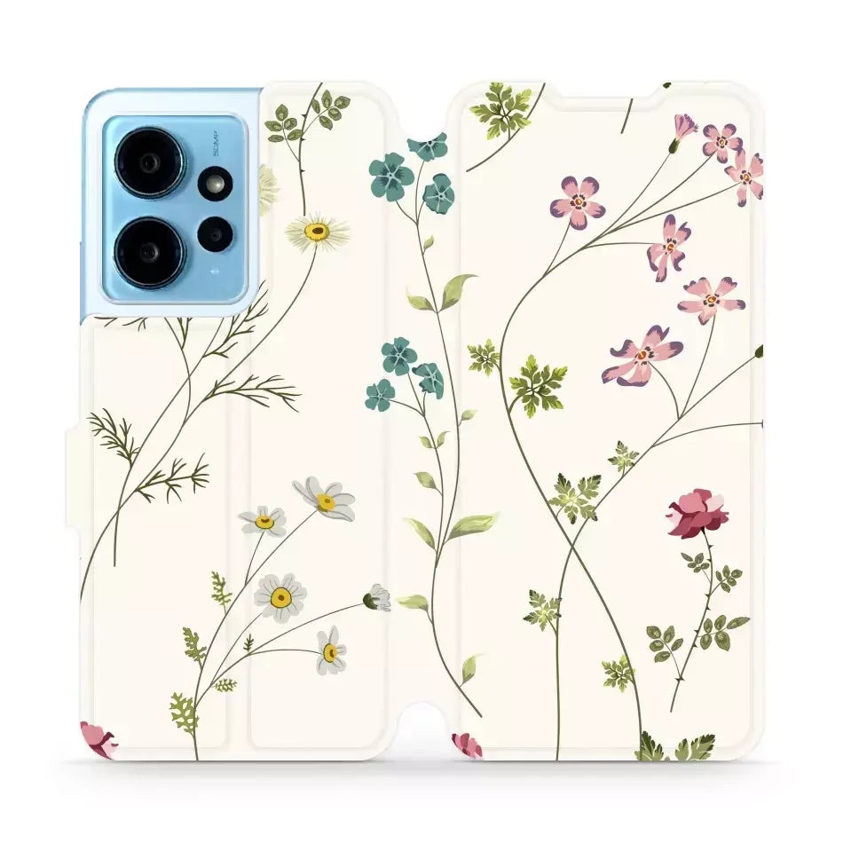 Handyhülle mit klappe für Xiaomi Redmi Note 12 4G, Mobiwear Book, Feldblumen