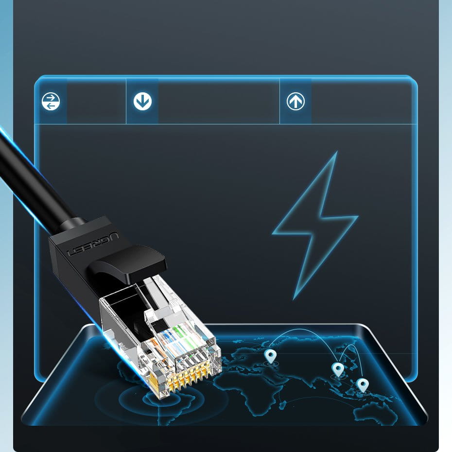 Ethernet Netzwerkkabel Patchcord Ugreen RJ45 Cat 6 UTP, 1000Mbps, 1 m, Schwarz