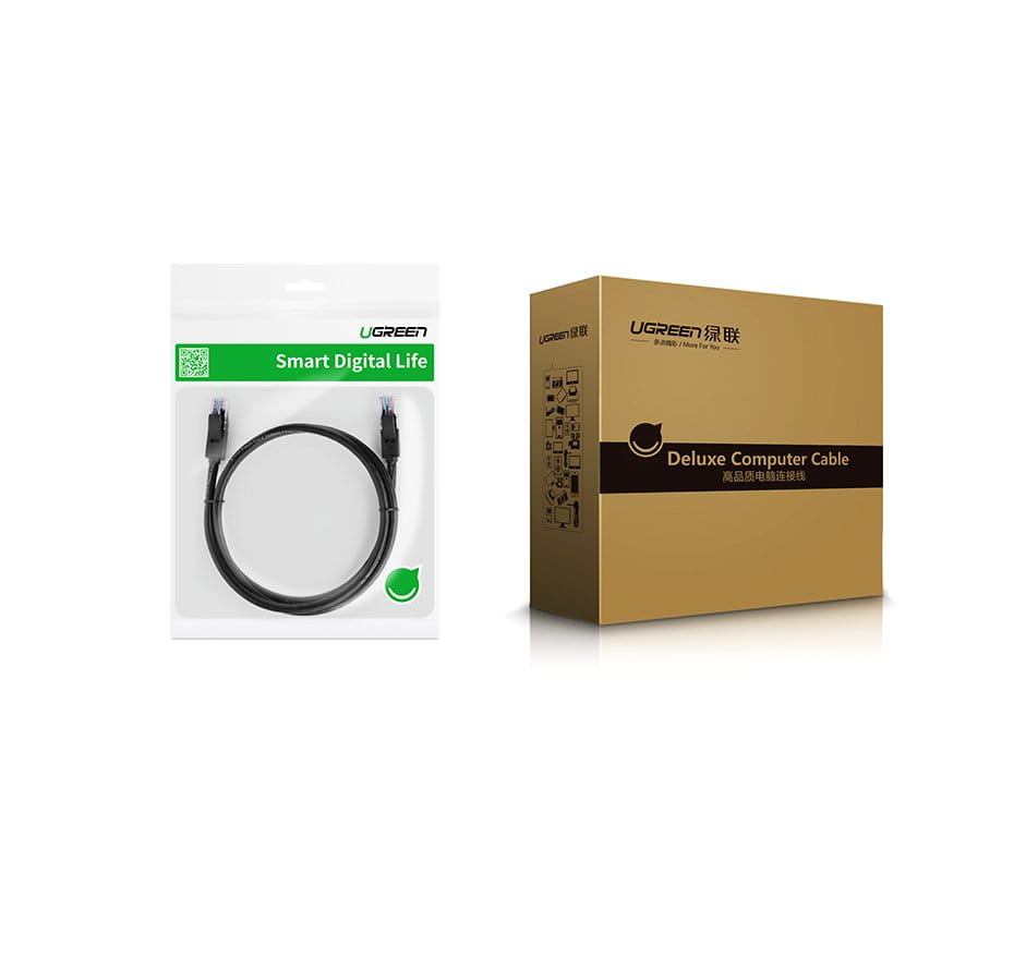 Ethernet Netzwerkkabel Patchcord Ugreen RJ45 Cat 6 UTP, 1000Mbps, 1 m, Schwarz