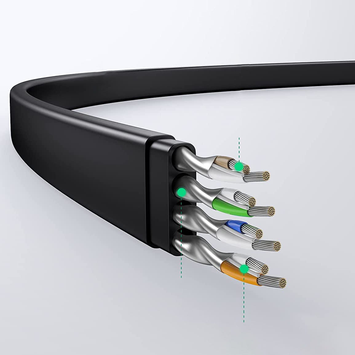 LAN Ethernet Flachkabel Ugreen RJ45 Cat 6 UTP, 1000Mbps, 0.5m, Schwarz