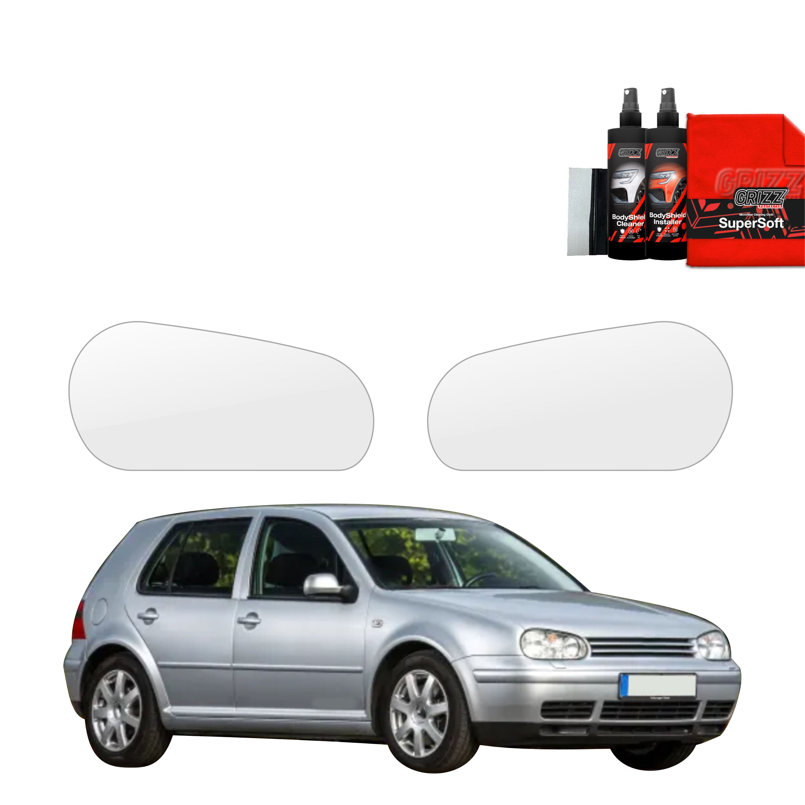2in1 Schutzfolie Grizz Protector für Scheinwerfer - Volkswagen Golf 4 Hatchback 5D (1997-2003)