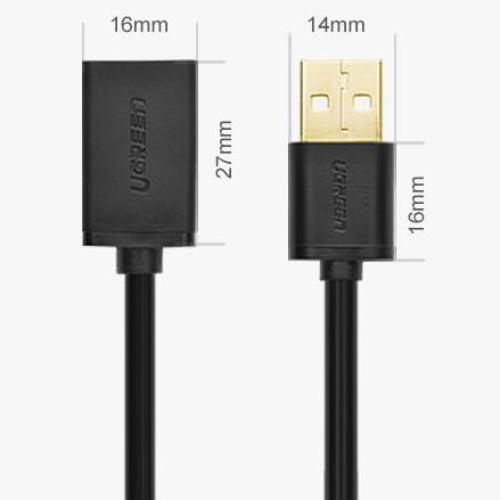 Adapterkabel USB (Buchse) - USB (Stecker), Ugreen 2.0 480Mb/s, 2 m, Schwarz