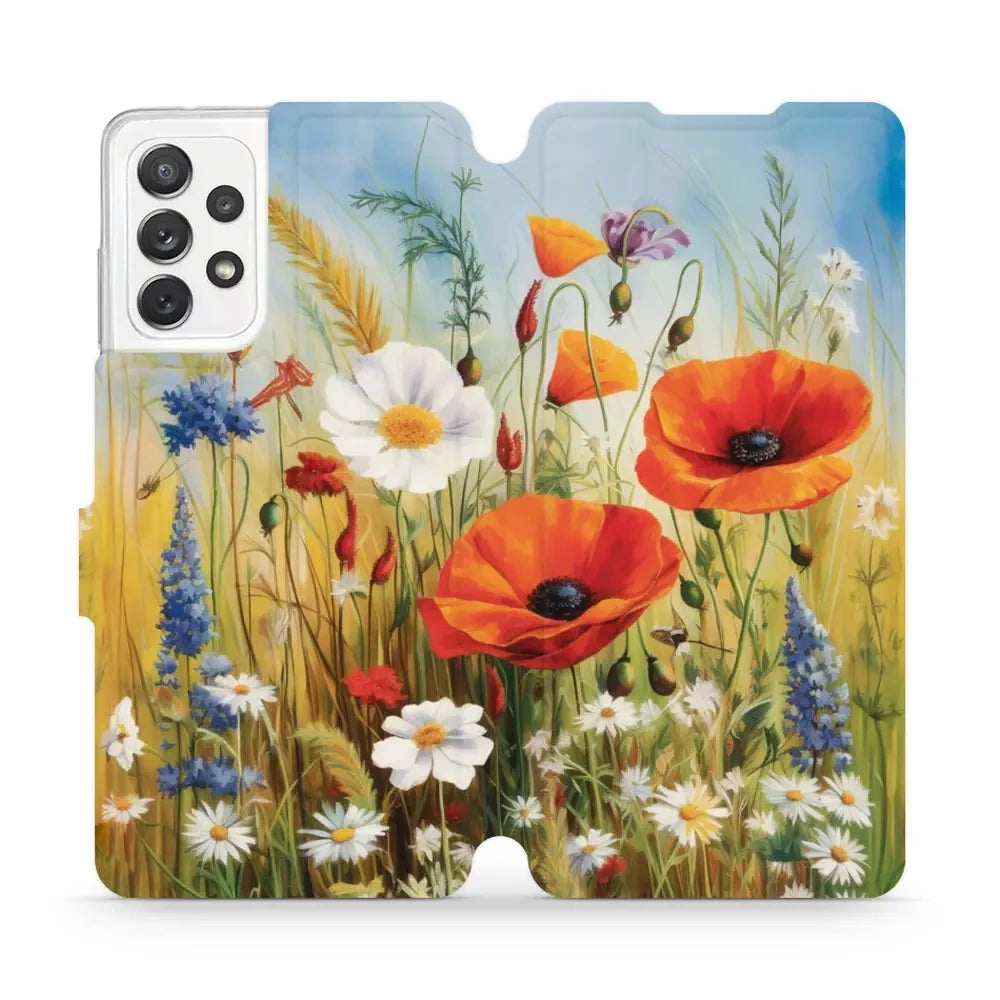 Handyhülle mit klappe für Galaxy A72 5G, Mobiwear Book, Wiesenblumen