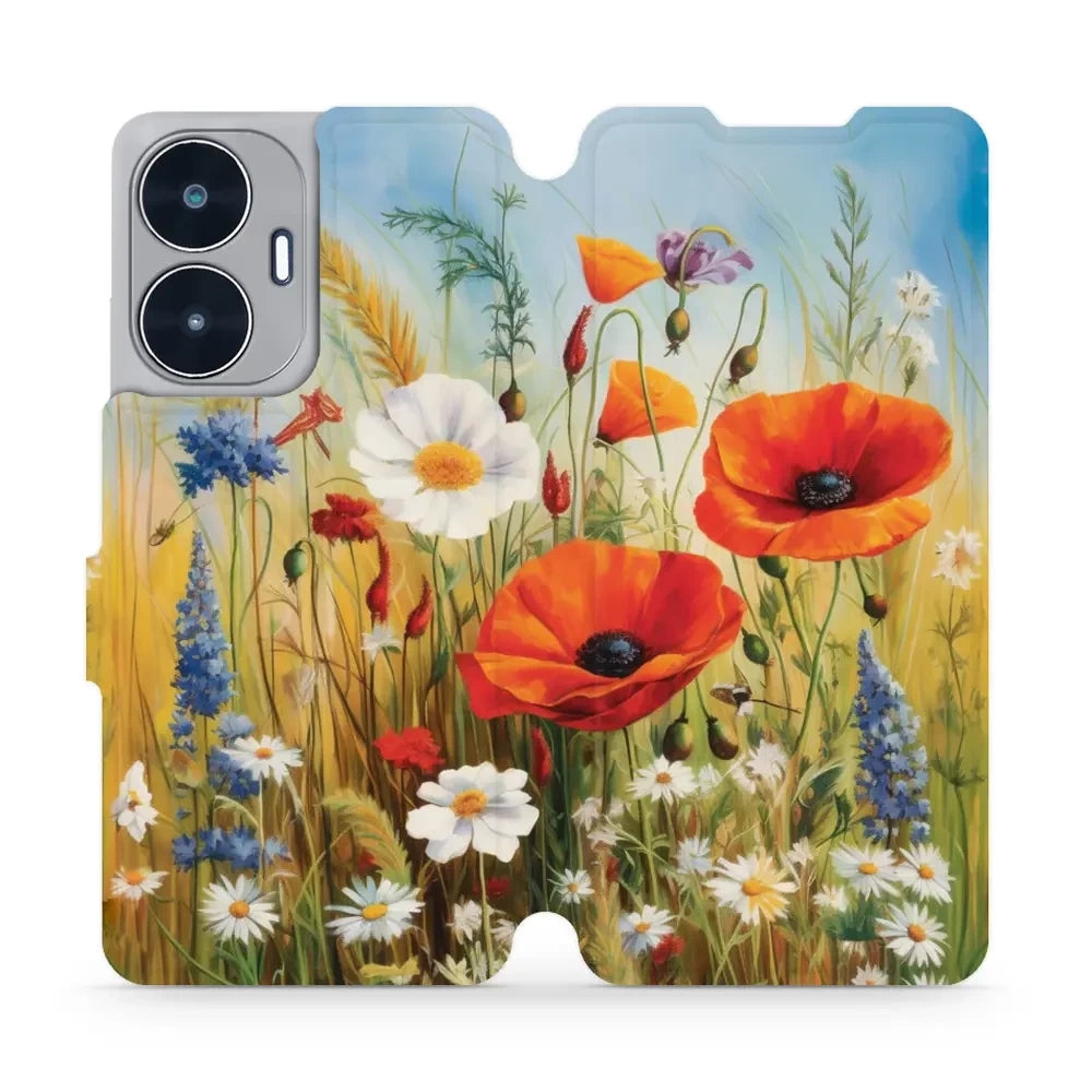 Handyhülle mit klappe für Realme C55, Mobiwear Book, Wiesenblumen