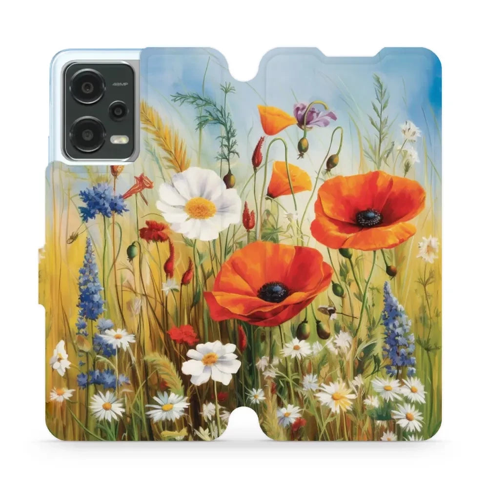 Handyhülle mit klappe für Xiaomi Poco X5, Mobiwear Book, Wiesenblumen