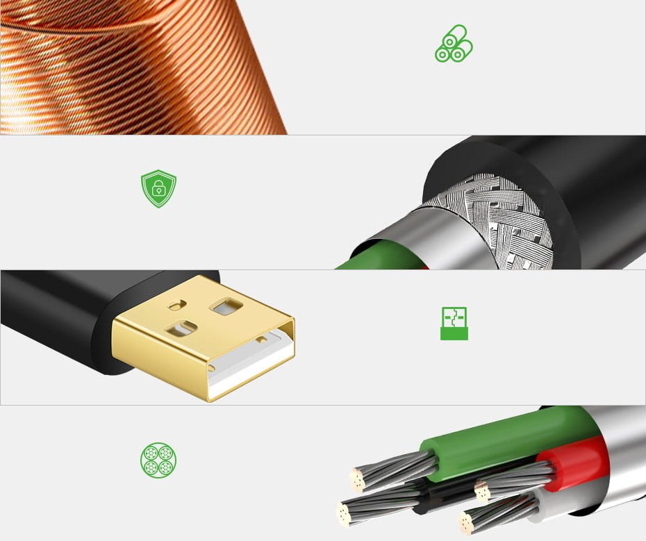 Ugreen USB 2.0 aktives Extenderkabel 480 Mbps, 10m, Schwarz