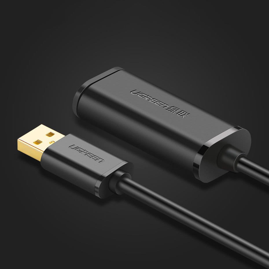 Ugreen USB 2.0 aktives Extenderkabel 480 Mbps, 10m, Schwarz