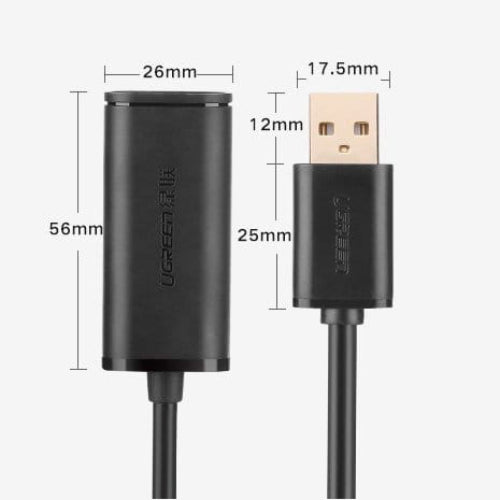 Ugreen USB 2.0 aktives Extenderkabel 480 Mbps, 10m, Schwarz