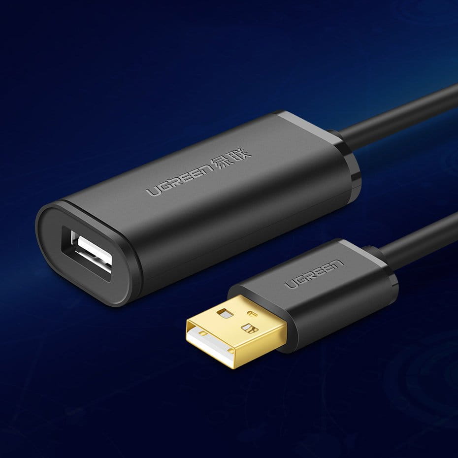Ugreen USB 2.0 aktives Extenderkabel 480 Mbps, 10m, Schwarz