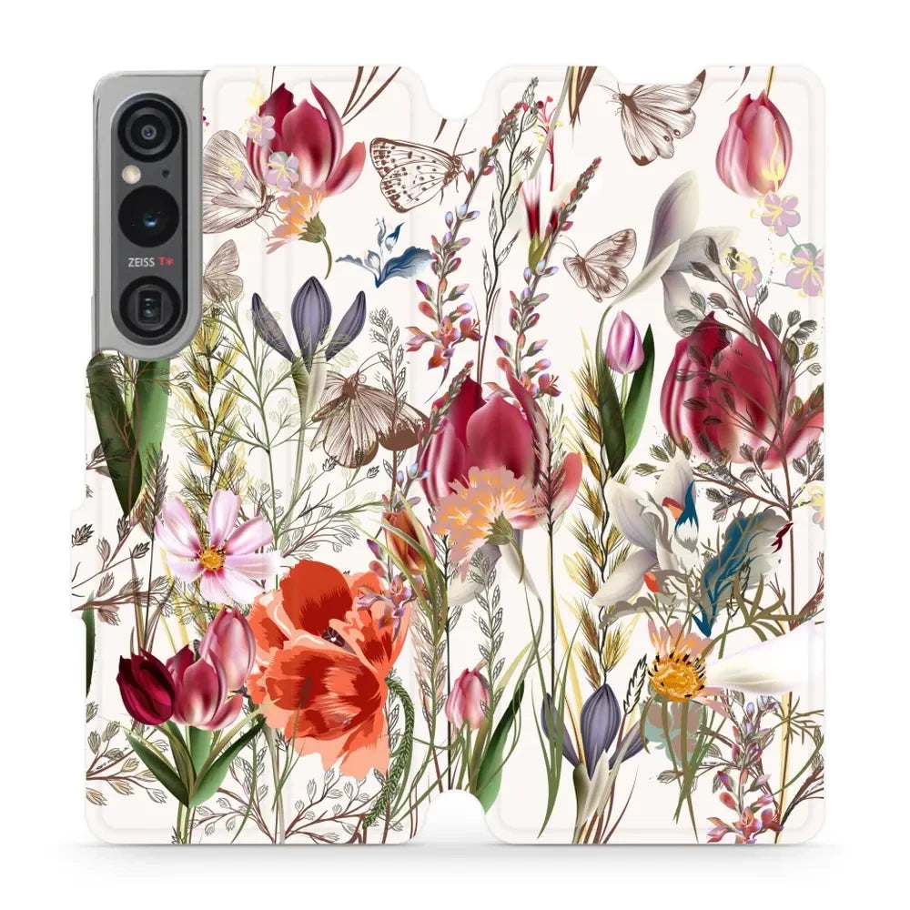 Handyhülle mit klappe für Sony Xperia 1 V, Mobiwear Book, Blumenstrauß