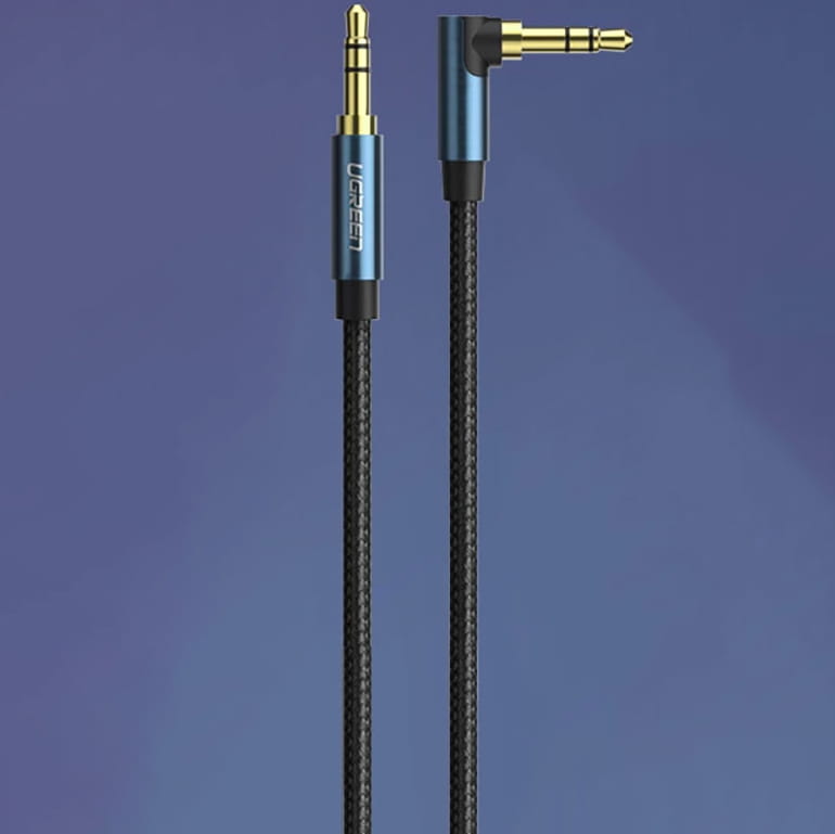 Audiokabel miniklinke 3,5 mm zu AUX, Ugreen, 1,5 m, Schwarz mit blauen Steckern