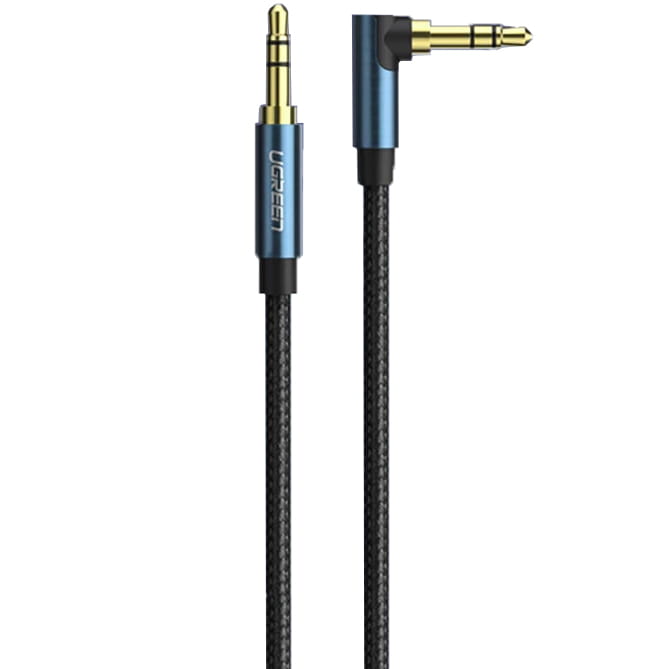 Audiokabel miniklinke 3,5 mm zu AUX, Ugreen, 1,5 m, Schwarz mit blauen Steckern