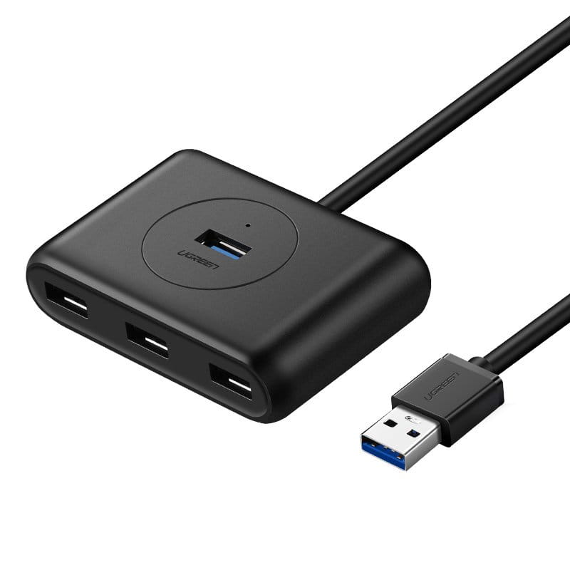 HUB Ugreen USB Computer Verteiler - 4x USB 3.0 mit USB-A Kabel (0,5 m) / 5Gbps, Schwarz