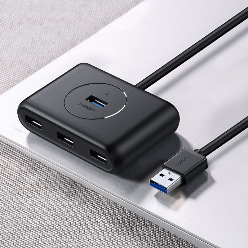 HUB Ugreen USB Computer Verteiler - 4x USB 3.0 mit USB-A Kabel (0,5 m) / 5Gbps, Schwarz
