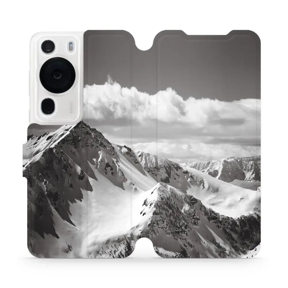 Handyhülle mit klappe für Huawei P60 Pro, Mobiwear Book, Berggipfel