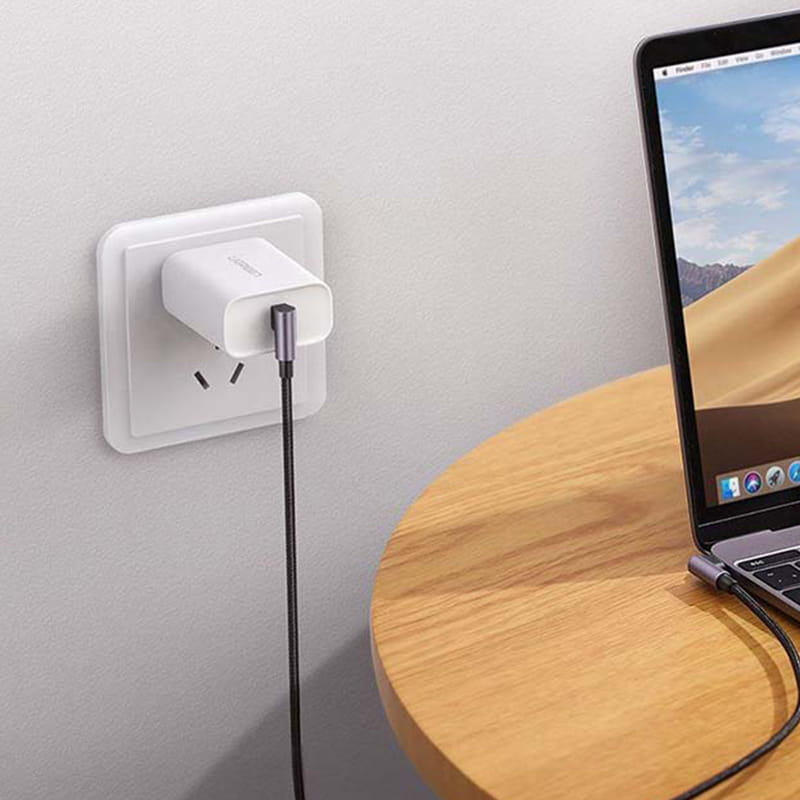 Winkelkabel Ugreen USB-C / USB-C 60 W, QC 4.0, PD, 1 m, Schwarz
