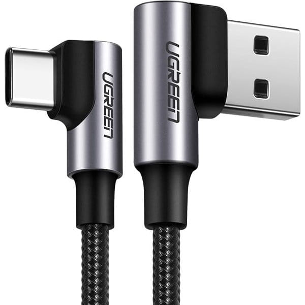 Winkelkabel Ugreen USB-A / USB-C Quick Charge 3.0 1 m, Grau