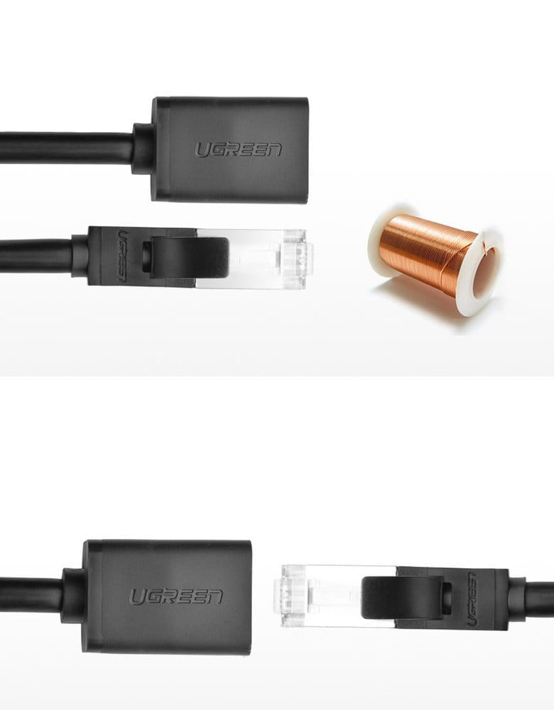 Internet Kabel/Verlängerung, Ugreen, Ethernet RJ45 Cat 6, FTP 1000 Mbps, 0.5m, Schwarz