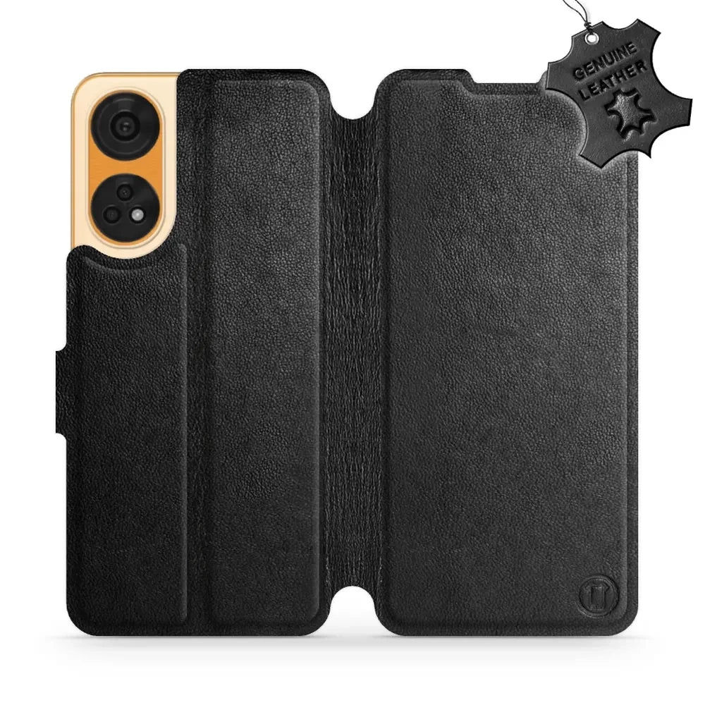 Echtleder Handyhülle für Oppo Reno8T 5G, Mobiwear Leather, Schwarz