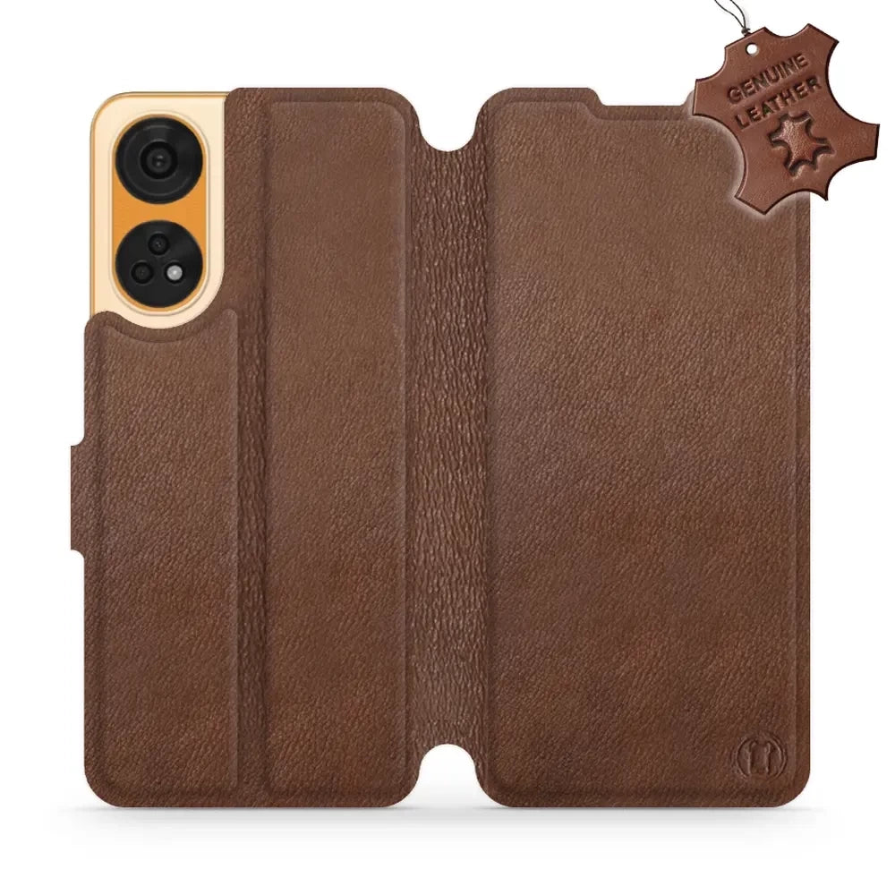Echtleder Handyhülle für Oppo Reno8T 5G, Mobiwear Leather, Braun