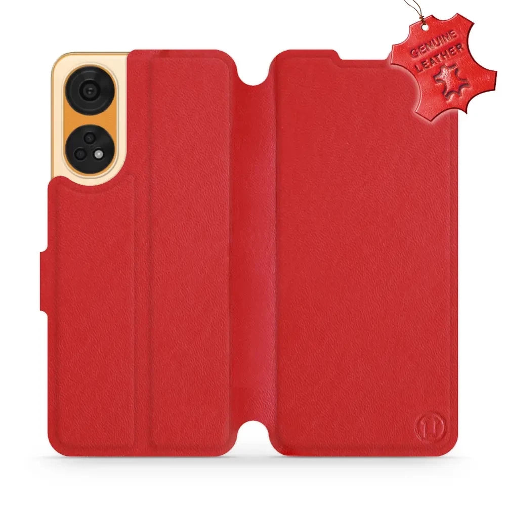 Echtleder Handyhülle für Oppo Reno8T 5G, Mobiwear Leather, Rot