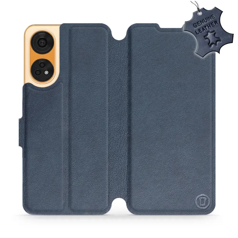 Echtleder Handyhülle für Oppo Reno8T 5G, Mobiwear Leather, Dunkelblau