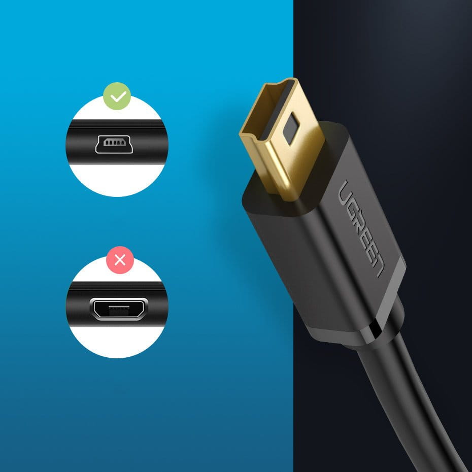 Kabel UGREEN USB-A für Mini-USB 480 Mbps, 2 m, Schwarz