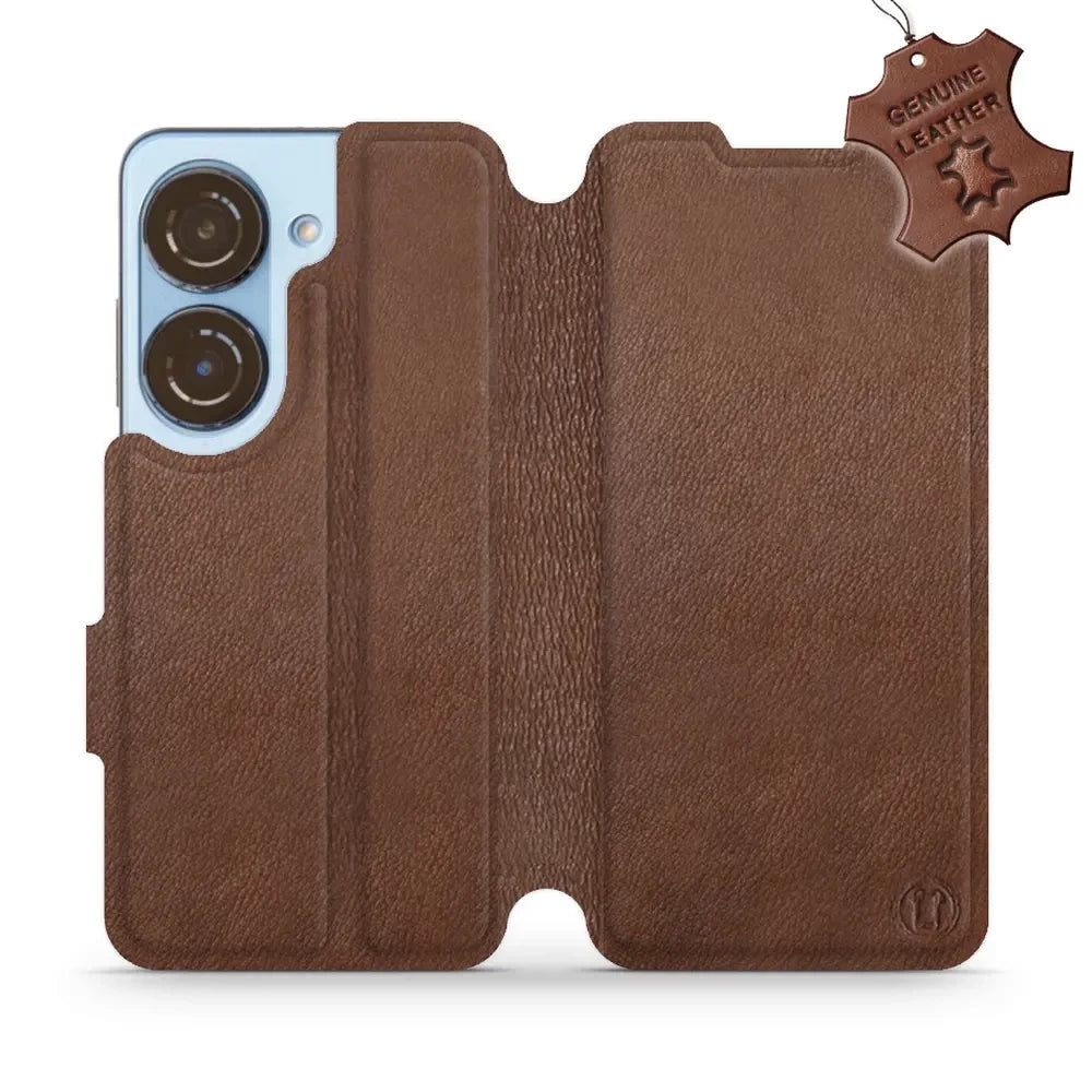 Echtleder Handyhülle für Asus Zenfone 10, Mobiwear Leather, Braun