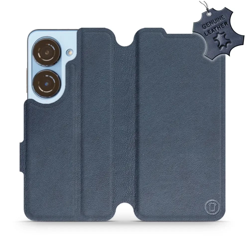Echtleder Handyhülle für Asus Zenfone 10, Mobiwear Leather, Dunkelblau