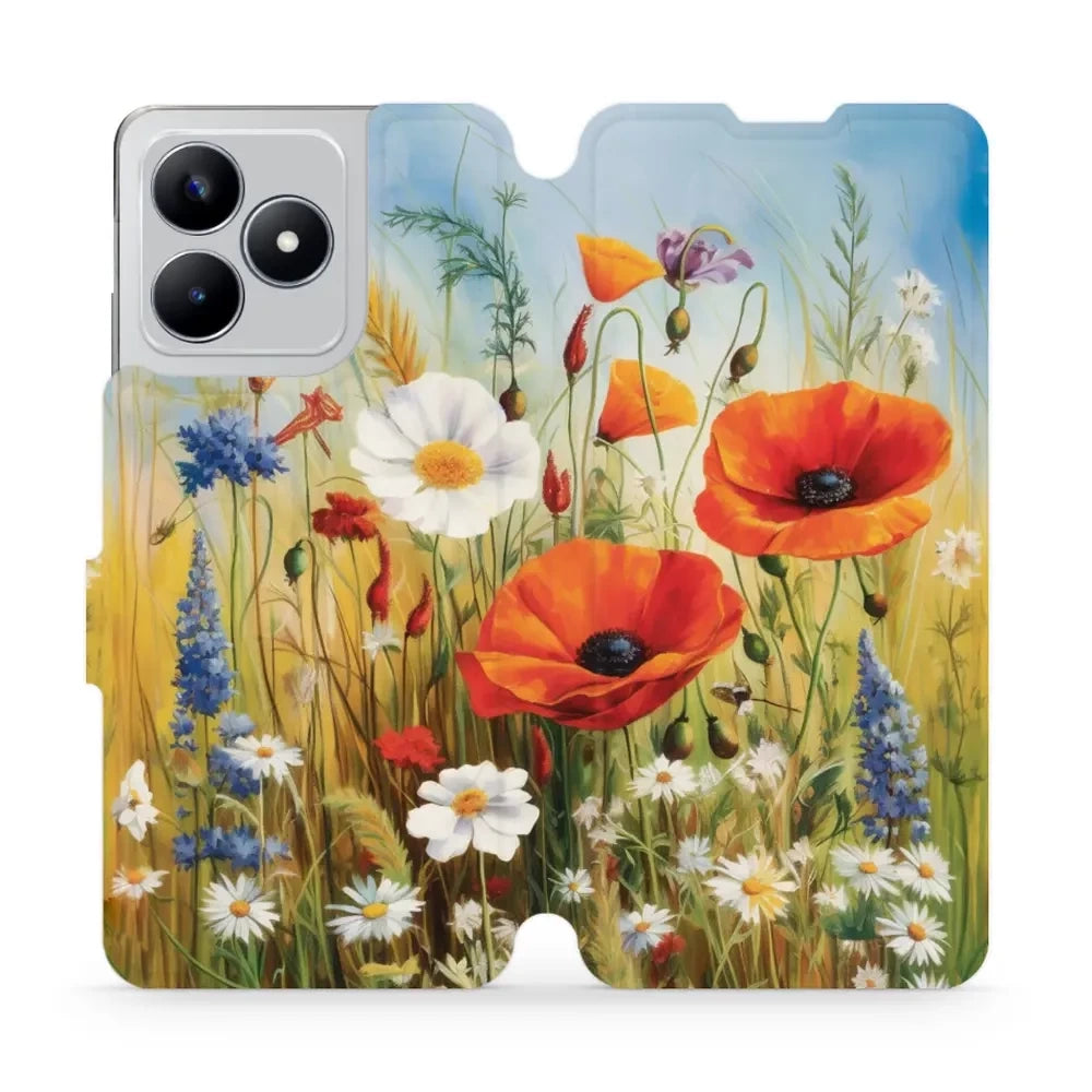 Handyhülle mit klappe für Realme C53, Mobiwear Book, Wiesenblumen