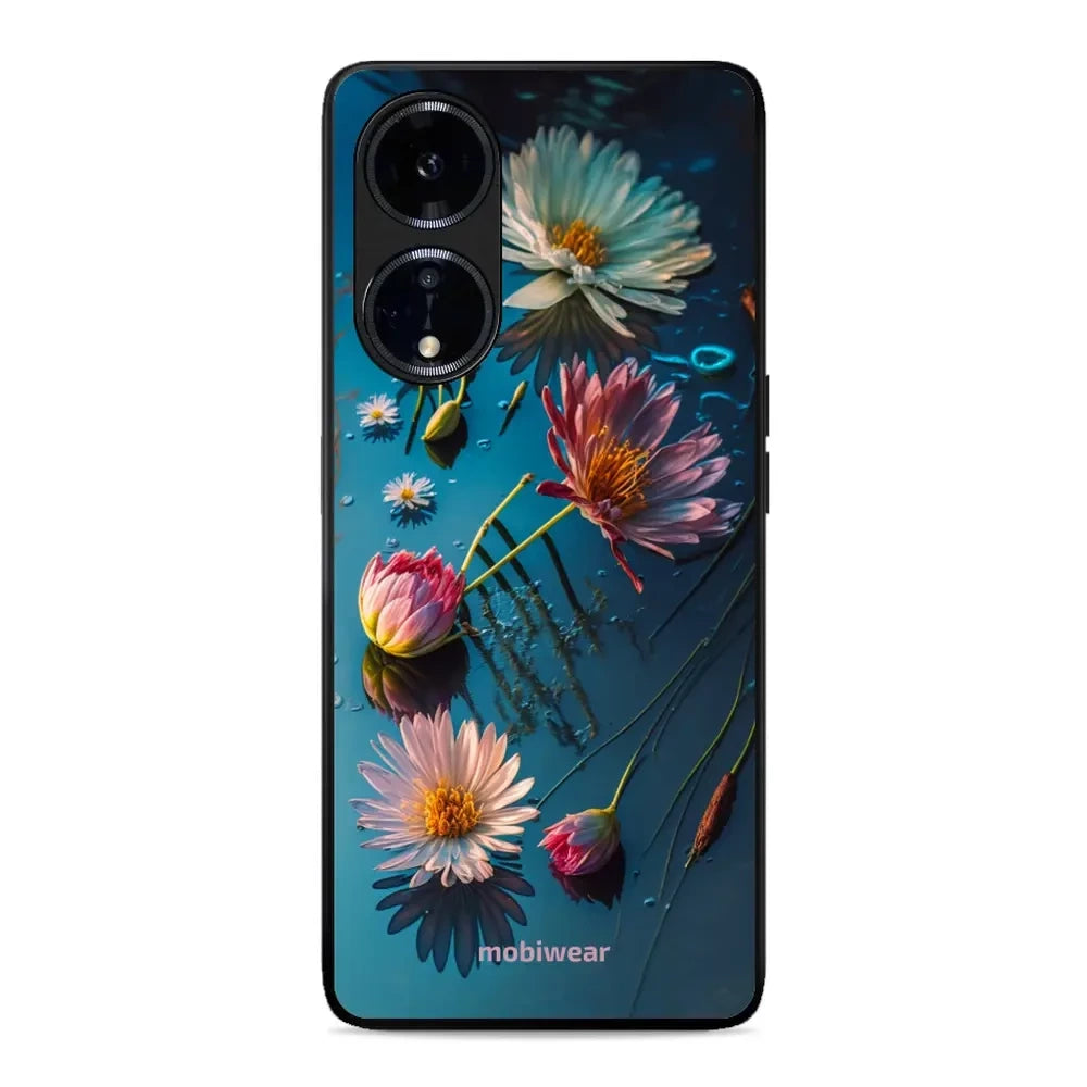 Handyhülle für Oppo A98 5G, Mobiwear Glossy Case, Blau-Blumig